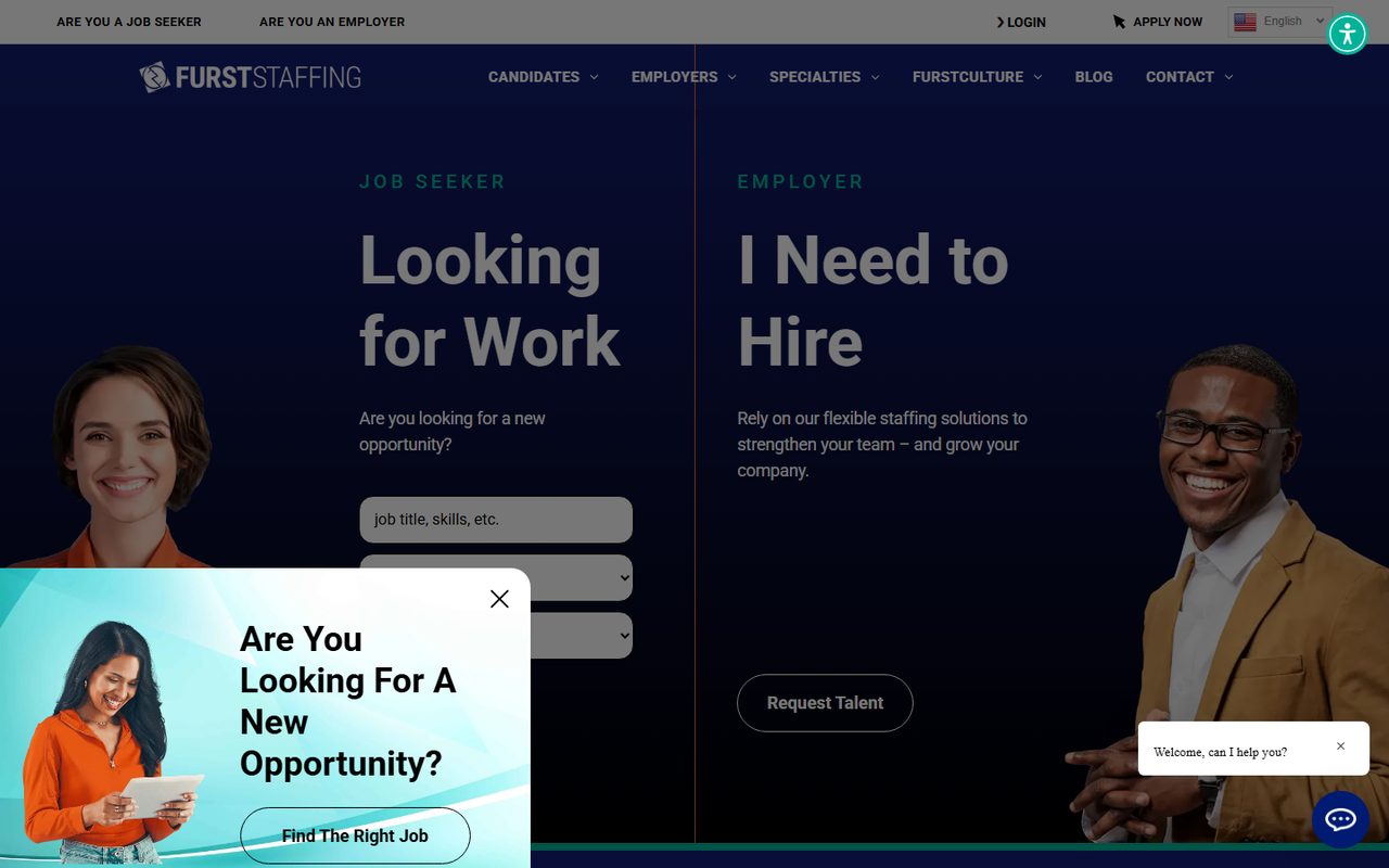 FurstStaffing before: the previous website homepage